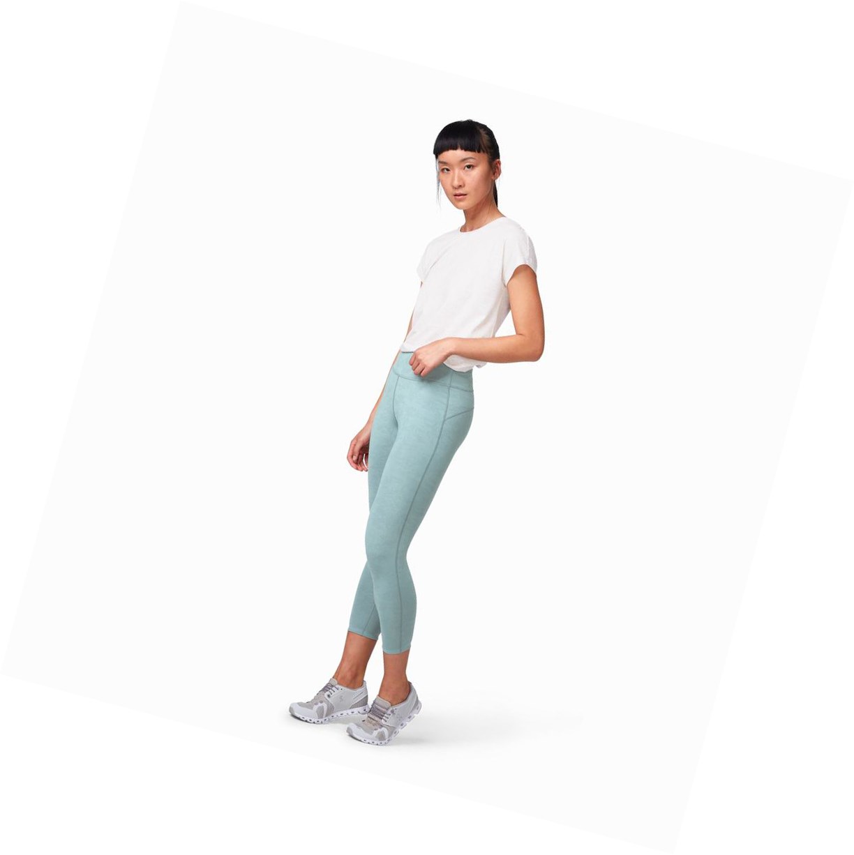 Running Leggings Damskie On Tights 7/8 Oliwkowe | 185739-XNT