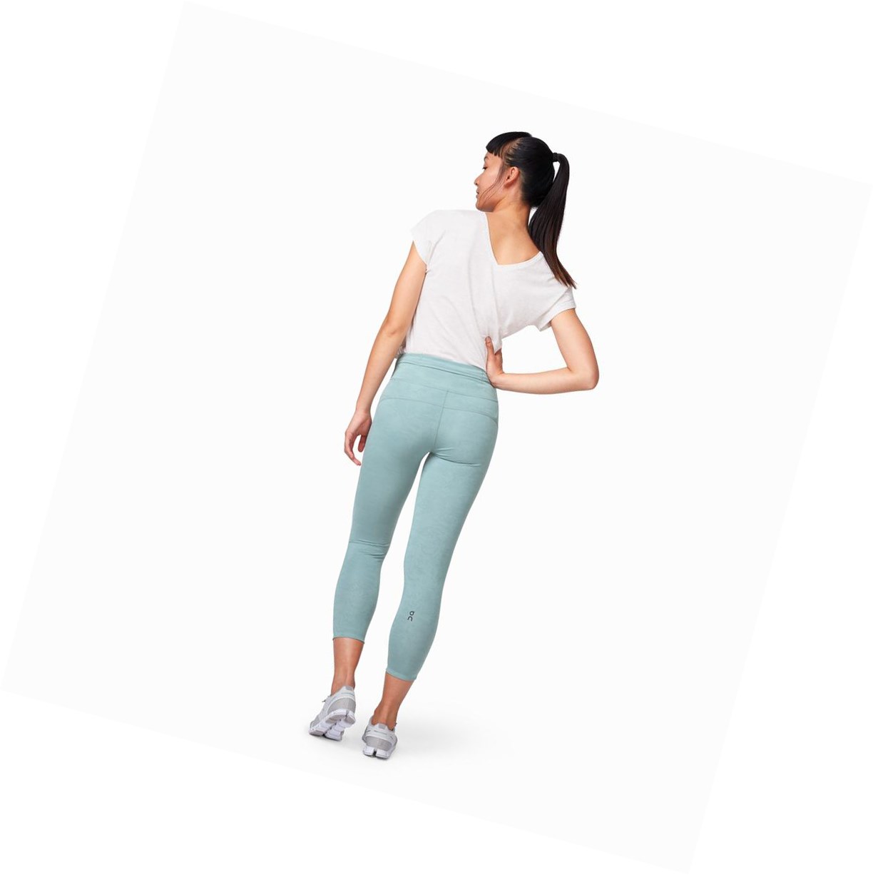 Running Leggings Damskie On Tights 7/8 Oliwkowe | 185739-XNT